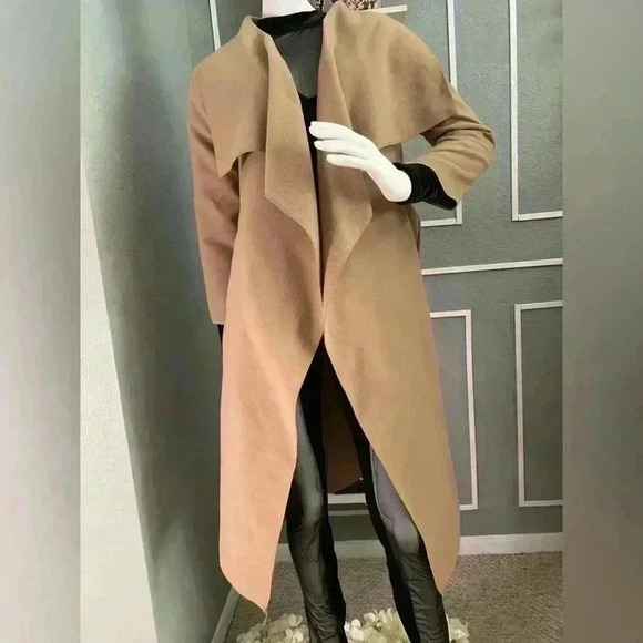 Boohoo Shawl Collar Belted Wrap Coat Size Small - Picture 1 of 13